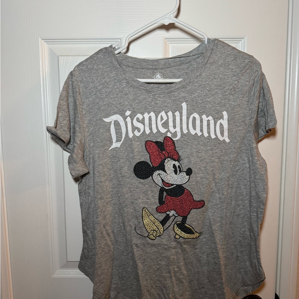 Disney heather Grey Disneyland Resort Minnie Mouse Gemstone stud shirt Large